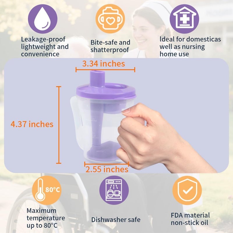 EZSLINGGLIDE Dysphagia Regulating Drinking Cup – Spill-Proof Adaptive Cup for Adults with Swallowing Difficulties, Elderly, Parkinson’s & Dementia Patients (Purple-Pack of 1 Count) - Image 2